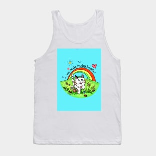 You make my day brighter -  Happy rainbow cat Tank Top